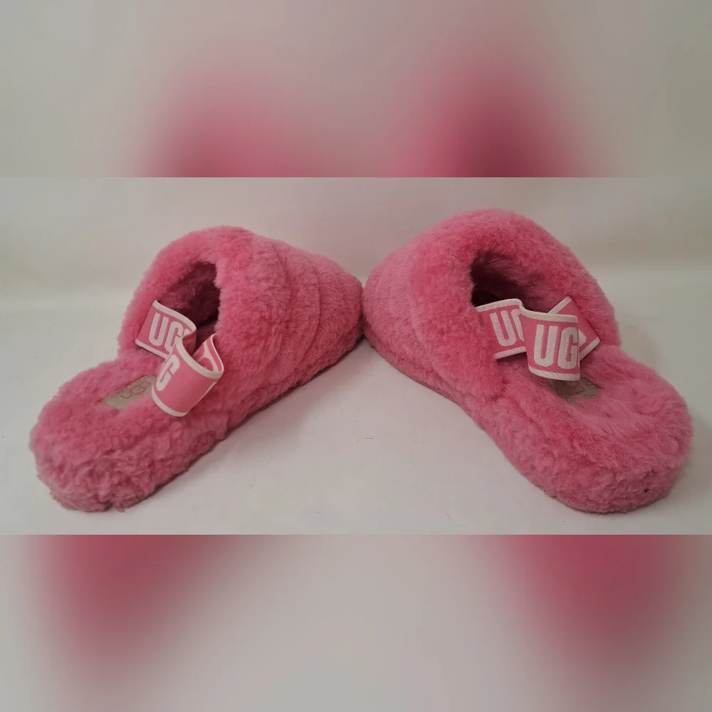 Ugg Women's Fluff Yeah Slide Slippers Fuzzy Pink Sandals Strappy Slip On 7 US - Picture 9 of 10
